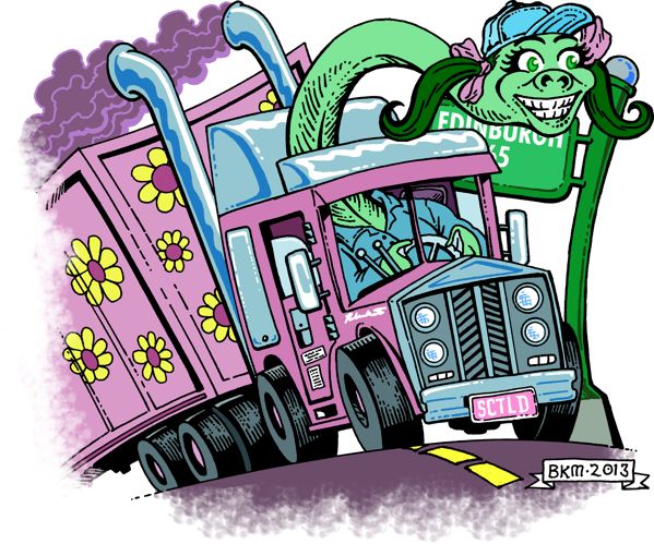 Nessie tears up the road in her big rig.