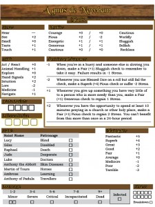 Survival of the Able Character Sheet