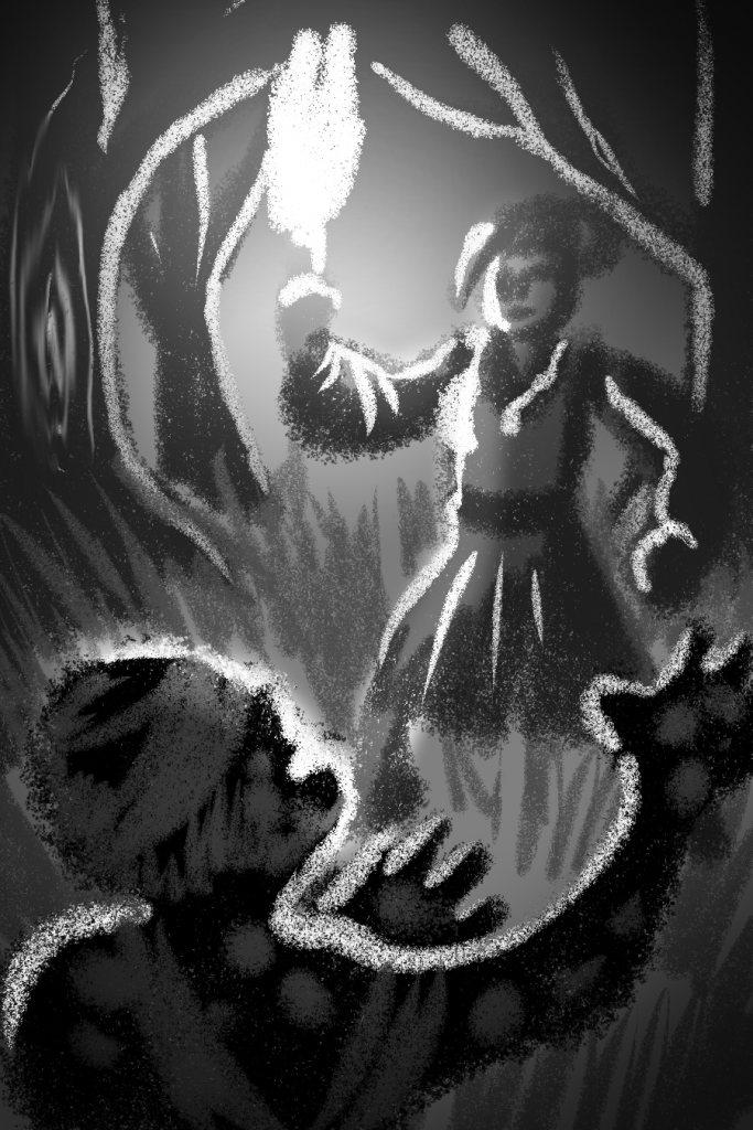 Sketch 2: Agnus' face to the camera